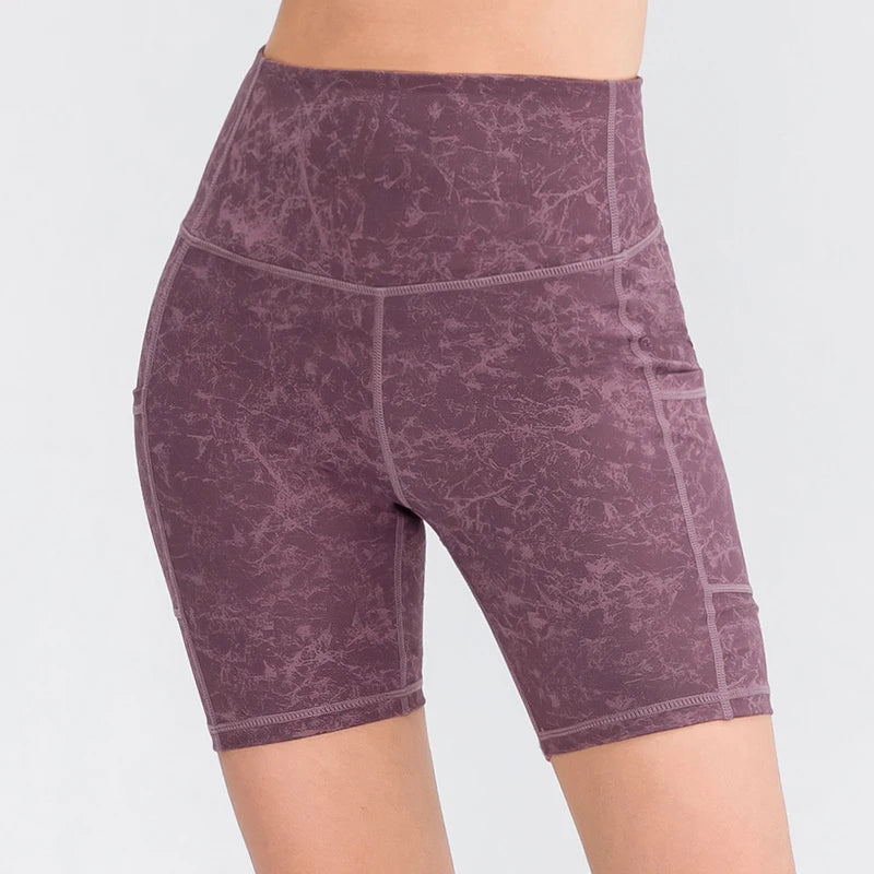 Women's Yoga Shorts with Pocket Running Tights Short High Waist Gym Compression Sport Shorts Yoga Legging Gym Workout Short