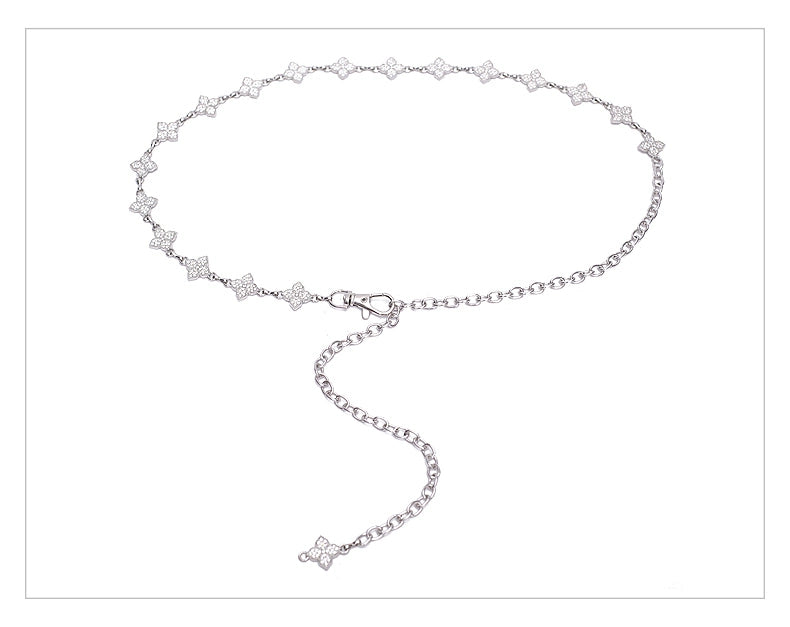 Belt Women's Rhinestone Ornament Chain Waist Chain Accessories with Skirt Dress Waist-Tight Summer Thin and Simple Silver Fancy