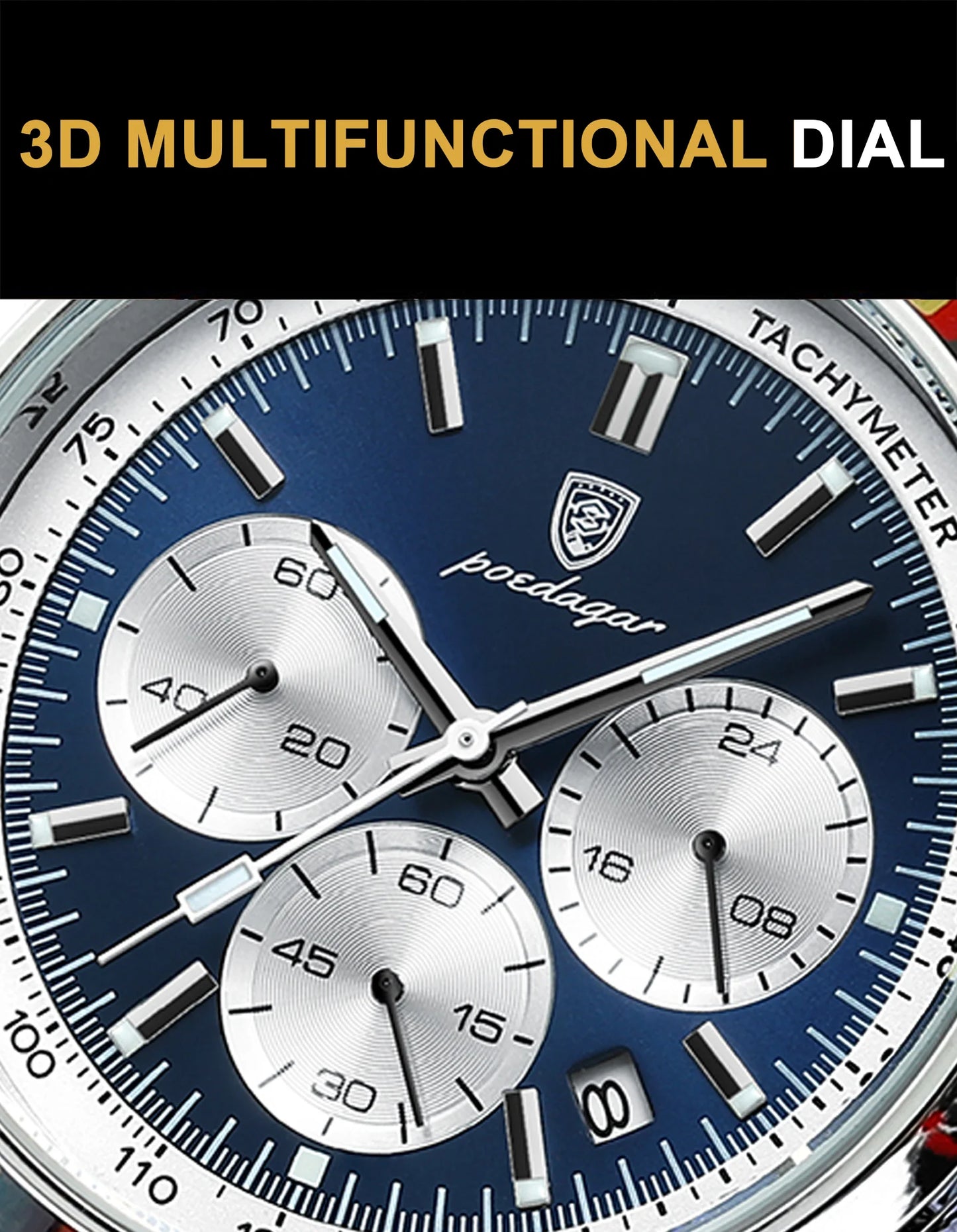 POEDAGAR High Quality Luxury Men Watch Military Waterproof Luminous Chronograph Date Man Wristwatch Leather Quartz Men's Watches