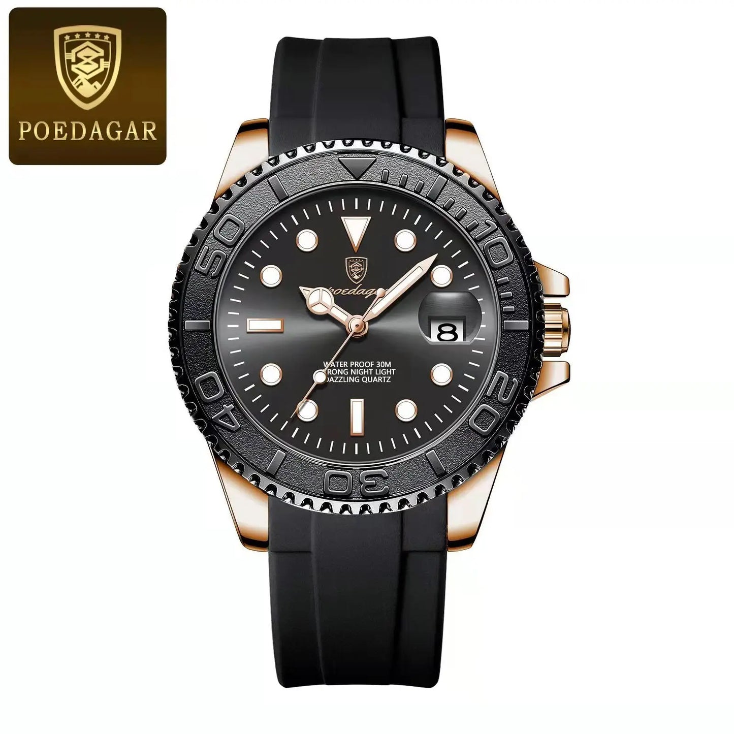 POEDAGAR Luxury Men Watch Business Quartz Man Clock Sports Waterproof Luminous Date Stainless Steel Men's Watches Male Reloj+box