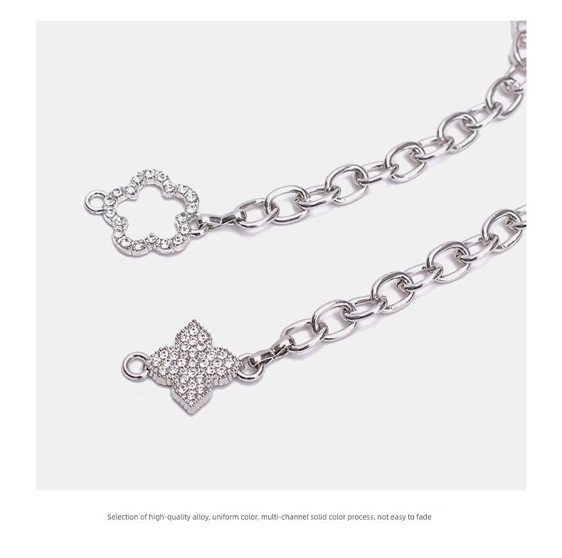 Belt Women's Rhinestone Ornament Chain Waist Chain Accessories with Skirt Dress Waist-Tight Summer Thin and Simple Silver Fancy