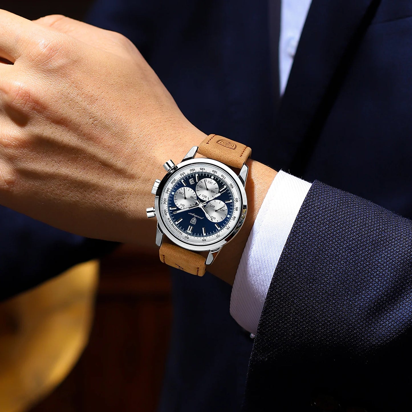 POEDAGAR High Quality Luxury Men Watch Military Waterproof Luminous Chronograph Date Man Wristwatch Leather Quartz Men's Watches