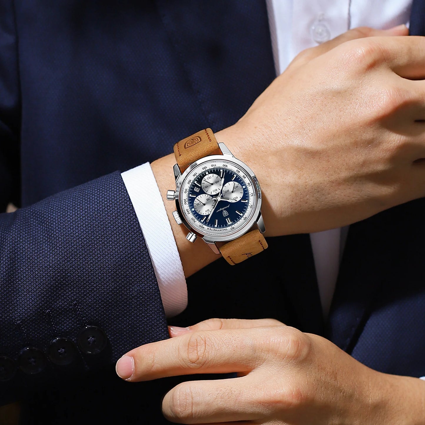 POEDAGAR High Quality Luxury Men Watch Military Waterproof Luminous Chronograph Date Man Wristwatch Leather Quartz Men's Watches
