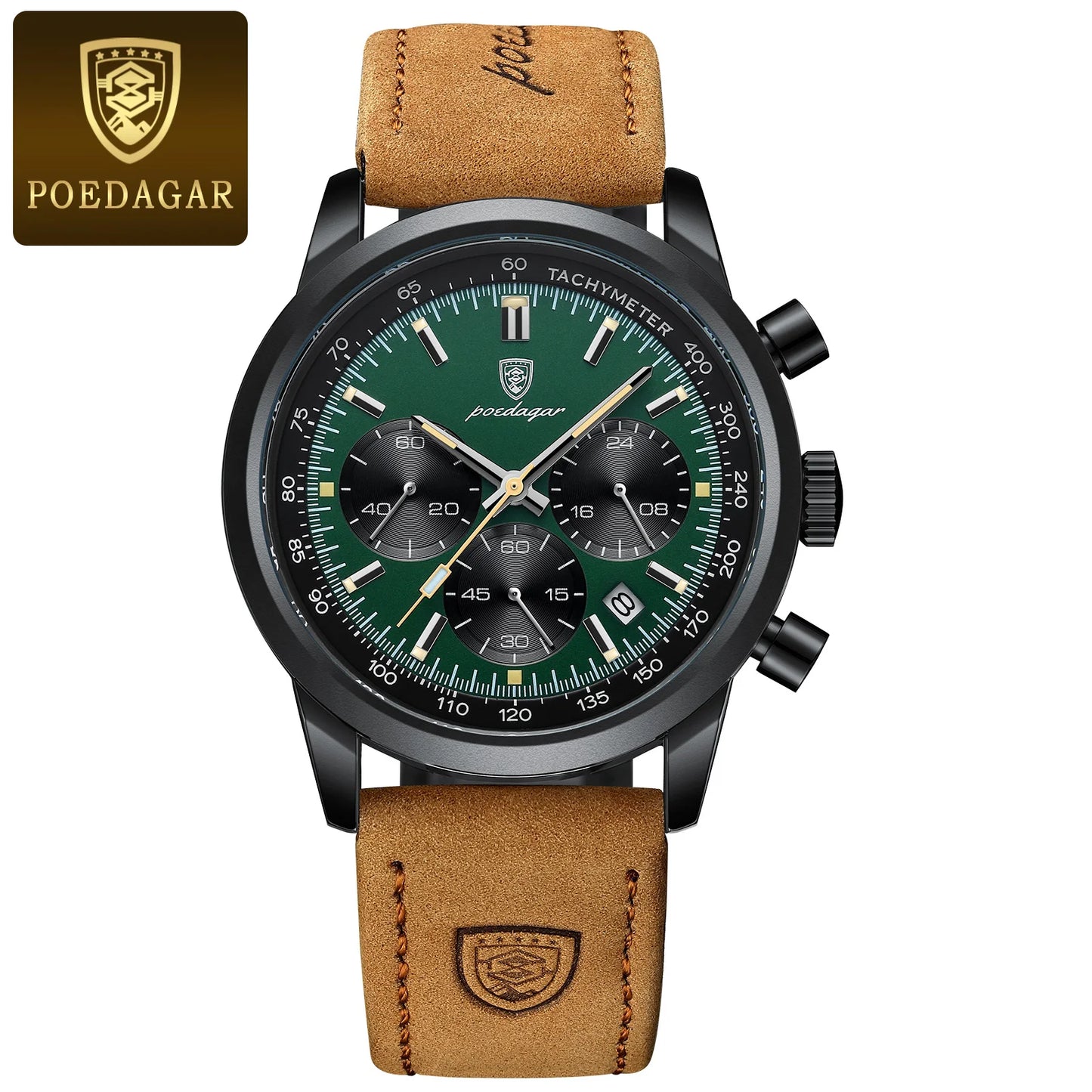 POEDAGAR High Quality Luxury Men Watch Military Waterproof Luminous Chronograph Date Man Wristwatch Leather Quartz Men's Watches
