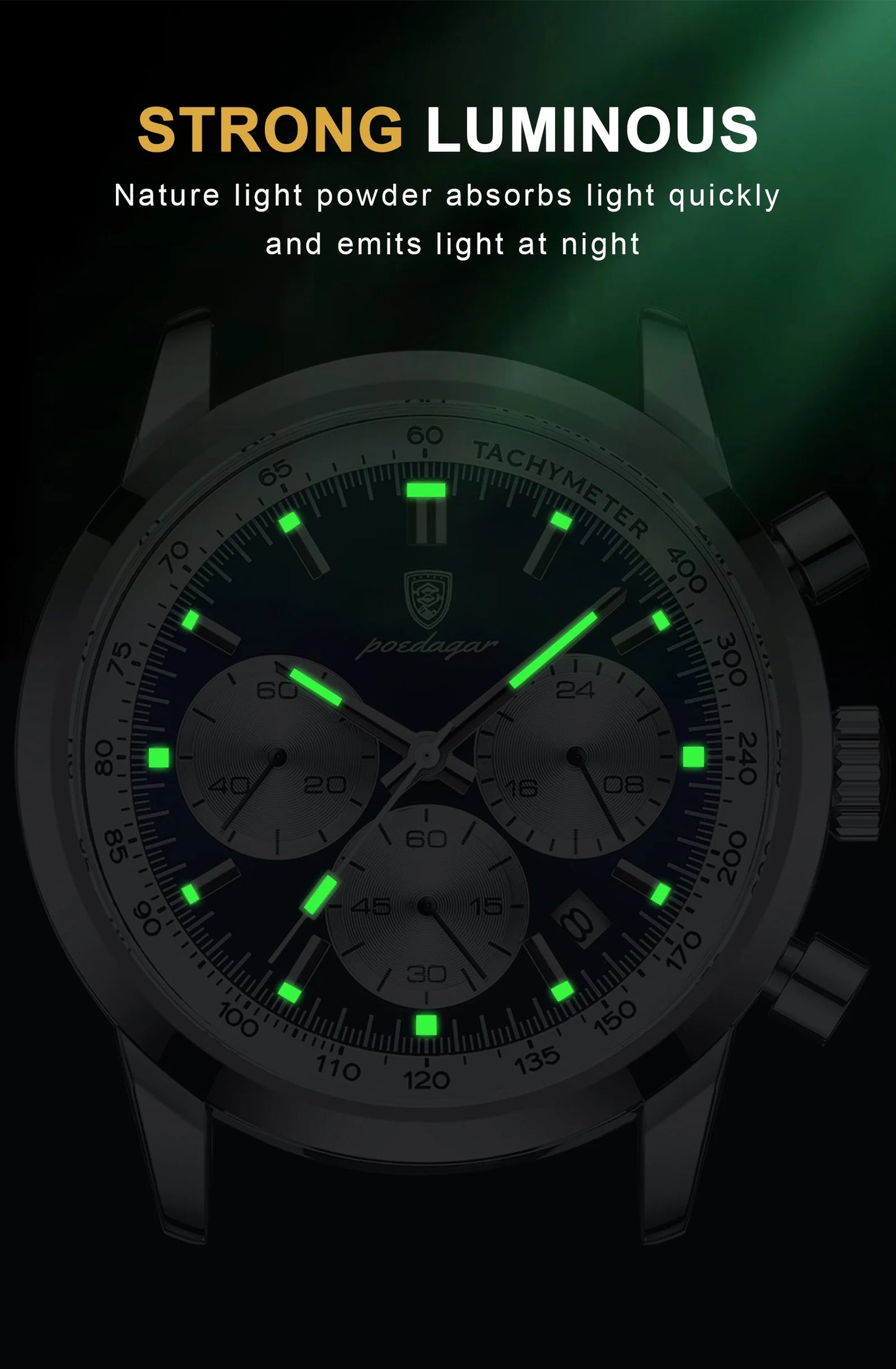 POEDAGAR High Quality Luxury Men Watch Military Waterproof Luminous Chronograph Date Man Wristwatch Leather Quartz Men's Watches