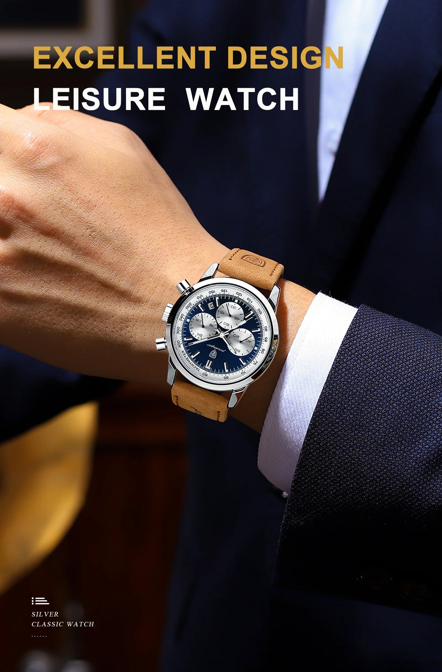 POEDAGAR High Quality Luxury Men Watch Military Waterproof Luminous Chronograph Date Man Wristwatch Leather Quartz Men's Watches