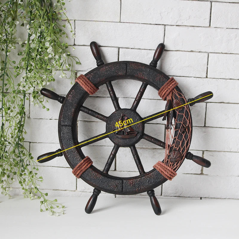 Wooden Mediterranean Style Retro Handmade Ornaments Accessories Bar Decoration Anchor Boat Background Wall Sunchamo