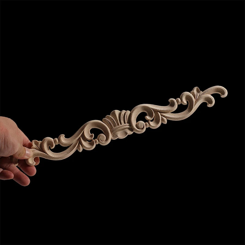 Unpainted Exquisite Classical Wood Decal Onlay Wood Applique Mouldings Floral Corner Wooden Furniture Decoration Accessories