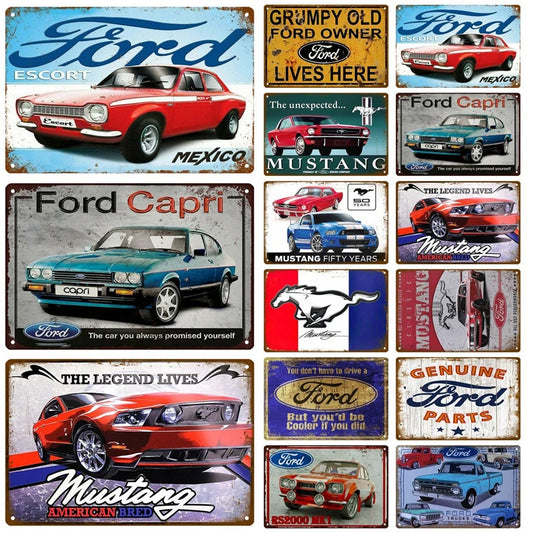 Ford Metal Sign House Plaque Metal Poster Tin Sign Plate Wall Posters Vintage Retro Aesthetic Room Decor Wall Art Decoration