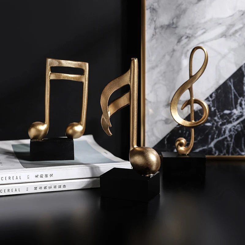 Home Decor Accessories Figurine Decorative Art Statuette Golden Musical Note Handicraft Living Room Wine Cabinet Desk Ornament