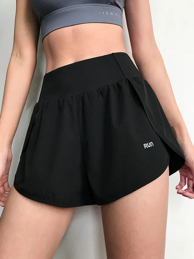 Double Layer Anti-glare High Waist Pocket Yoga Shorts Sports Fitness Wear Casual Summer Gym Ladies Loose Running Sweatpants