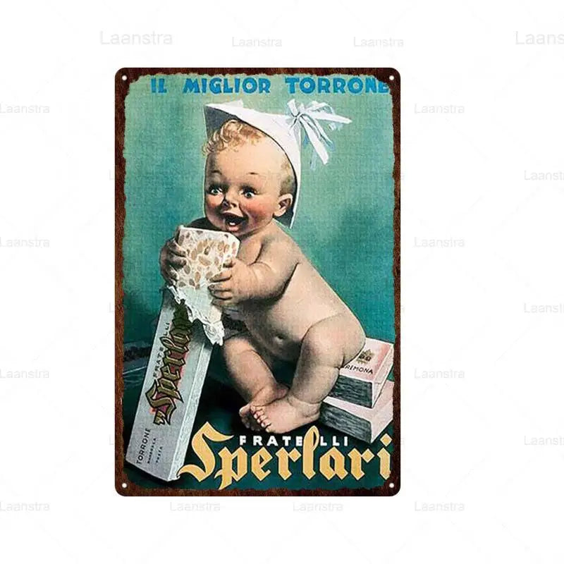 Retro Tin Sign Metal Plate Switzerland Chocolate Milka Suchard Lindt Children Painting Candy Wall Art Decor Iron Sheet Metal