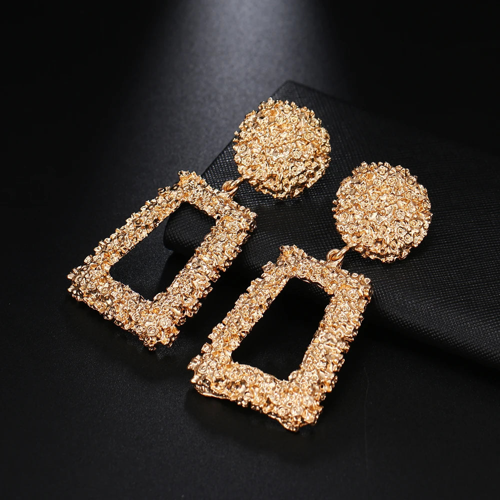 FNIO Fashion Vintage Earrings For Women Big Geometric Statement Metal Drop Earrings 2020 Trendy Earings Jewelry Accessories