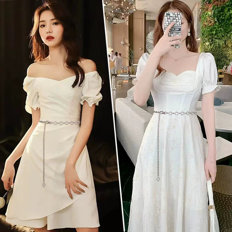 Belt Women's Rhinestone Ornament Chain Waist Chain Accessories with Skirt Dress Waist-Tight Summer Thin and Simple Silver Fancy