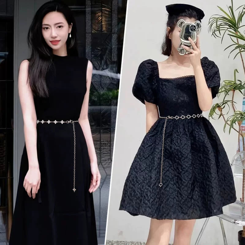 Belt Women's Rhinestone Ornament Chain Waist Chain Accessories with Skirt Dress Waist-Tight Summer Thin and Simple Silver Fancy