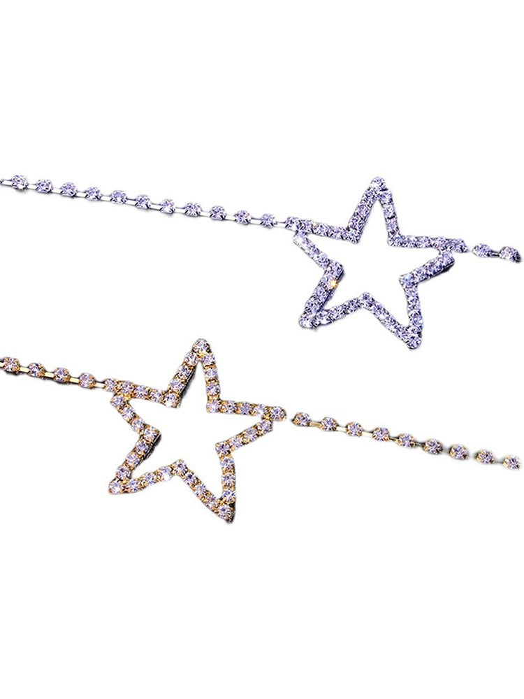 Online Red Hot Girl Five-Pointed Star Rhinestone Chain Belt Accessories Body Beach Belly Dance Sexy Chain XINGX Flash Diamond Waist Decorations