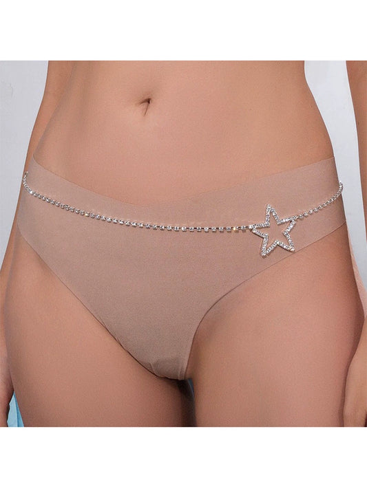 Online Red Hot Girl Five-Pointed Star Rhinestone Chain Belt Accessories Body Beach Belly Dance Sexy Chain XINGX Flash Diamond Waist Decorations