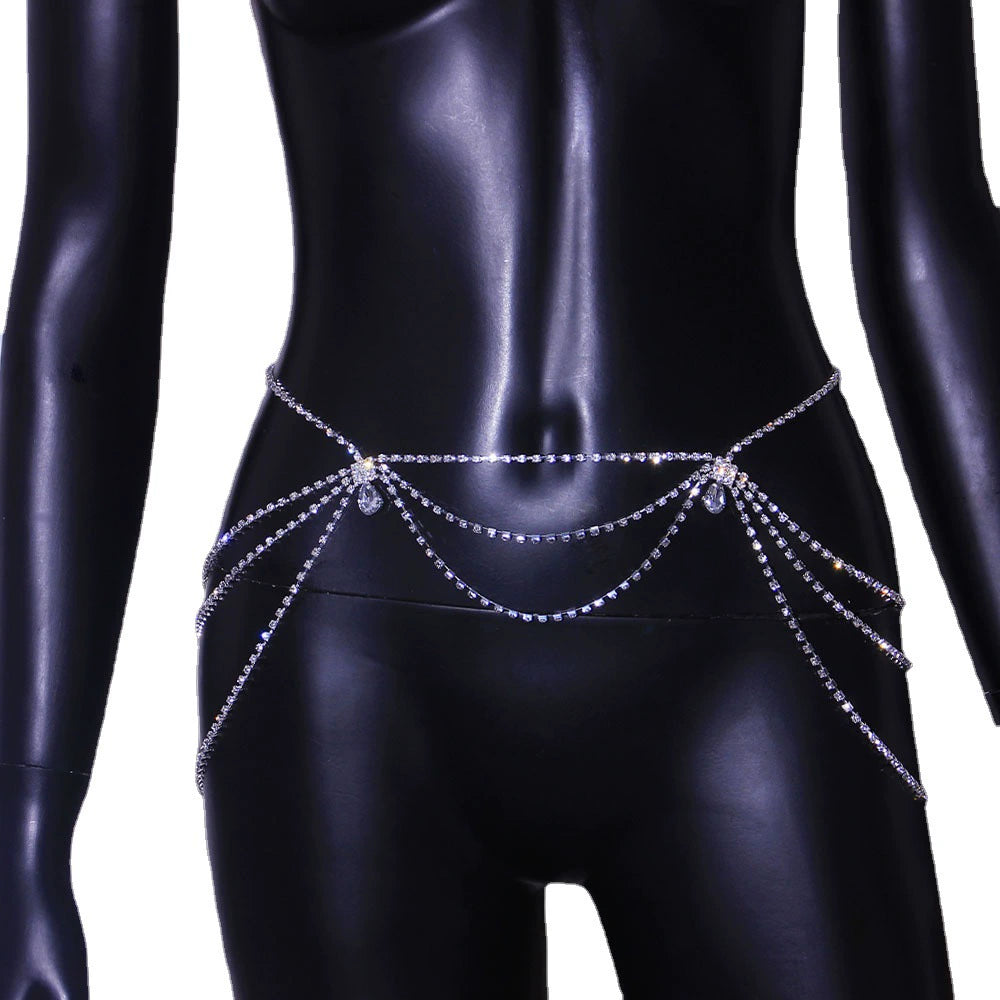 AliExpress Hot Sale Sexy Multi-Layer Rhinestone Waist Chain Fashion All-Matching Sexy Sexy Water Drop Body Chains Waist Chain