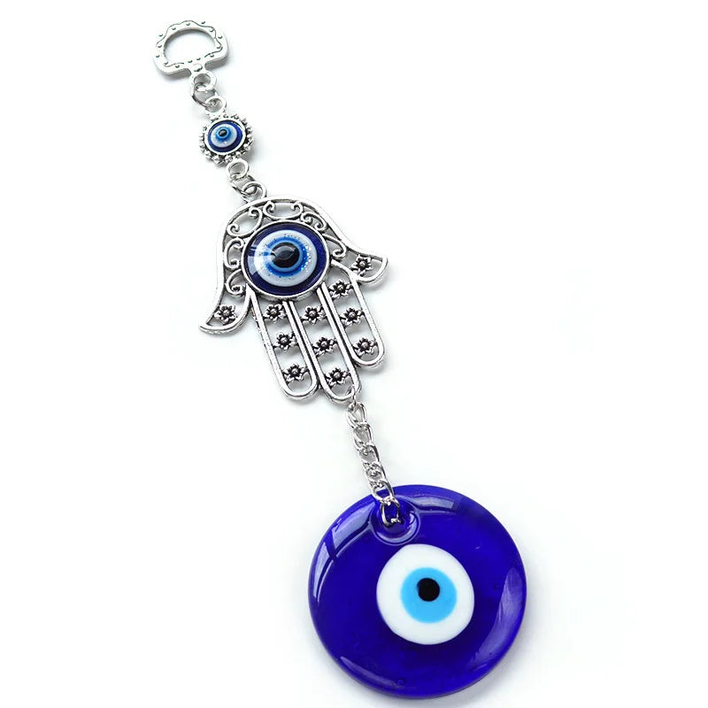 Wall Hanging Pendant Amulet Lucky Charm Blessing Protection Gift Turkish Blue Evil Eye Hamsa Hand Flower for Home Decoration