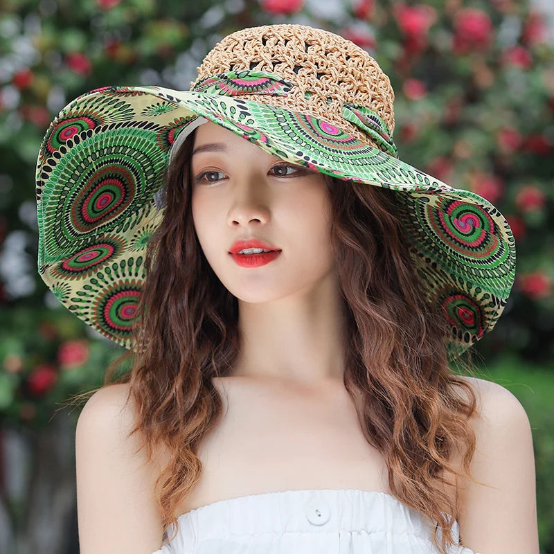 2023 NEW Women's Summer Bucket Folding fashion Straw Hat Panamas UV Protection Sun Visor Seaside Beach Hat Tide Summer Hats