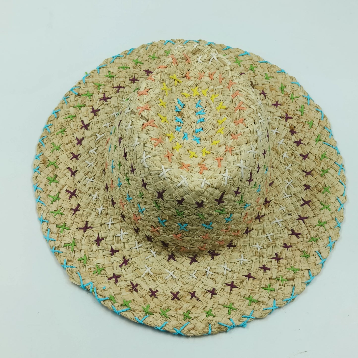 Raffia straw hat for women Bohemian colorful stitched straw hat ladies vacation sun hat beach summer vacation jazz hat panama