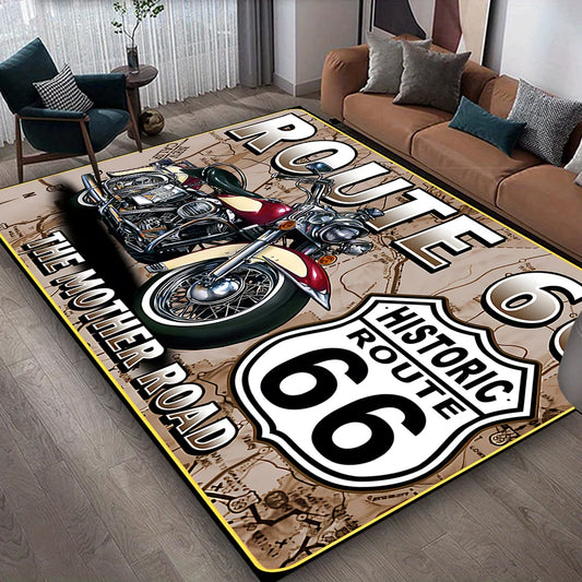 Route 66 Motorcycle Garage Rug