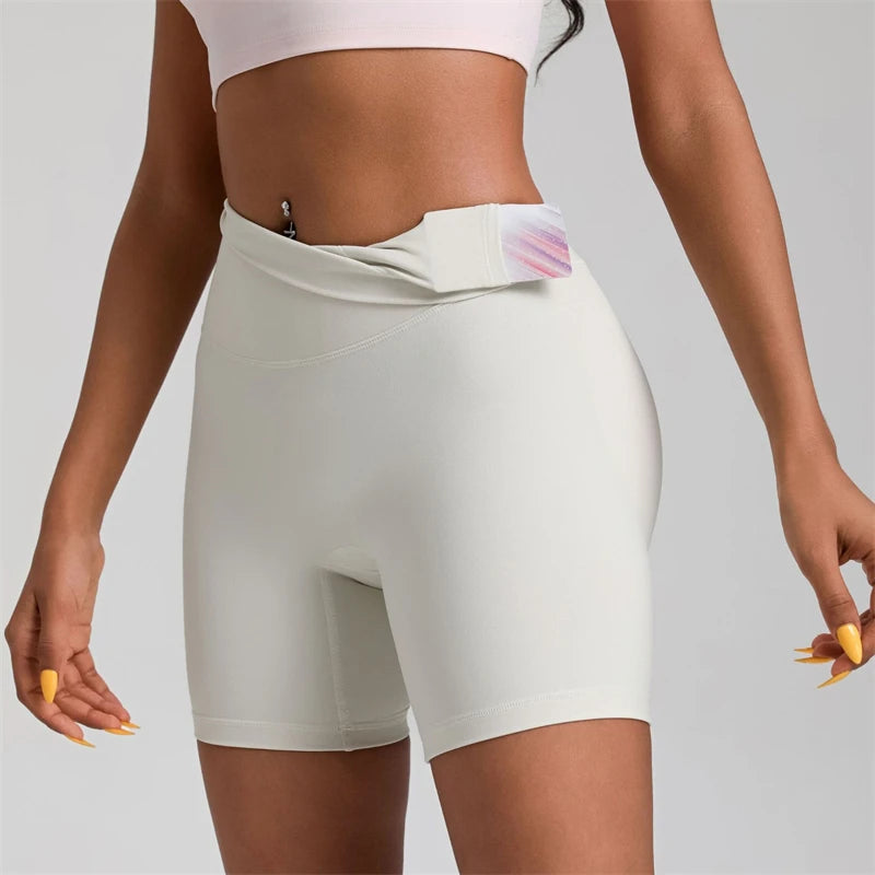 Yoga Shorts With Pocket Gym Sports Shorts Women High Waist Workout Short Leggings Fitness Short Pants Running Cycling Sportswear