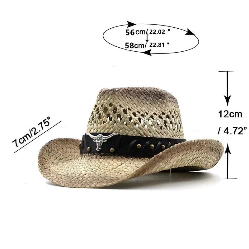 Hollow straw hat Straw Cowboy Hats Western Beach Felt Sunhats Party Cap for Man Women 3colors summer jazz straw hat