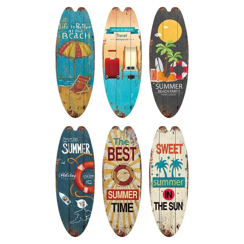 Wooden Surfboard Sign Surfer Room Decor Hawaiian Style Retro Beach Surfing Board Decor With Hook Beach Party Decoration