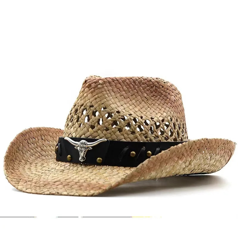 Hollow straw hat Straw Cowboy Hats Western Beach Felt Sunhats Party Cap for Man Women 3colors summer jazz straw hat