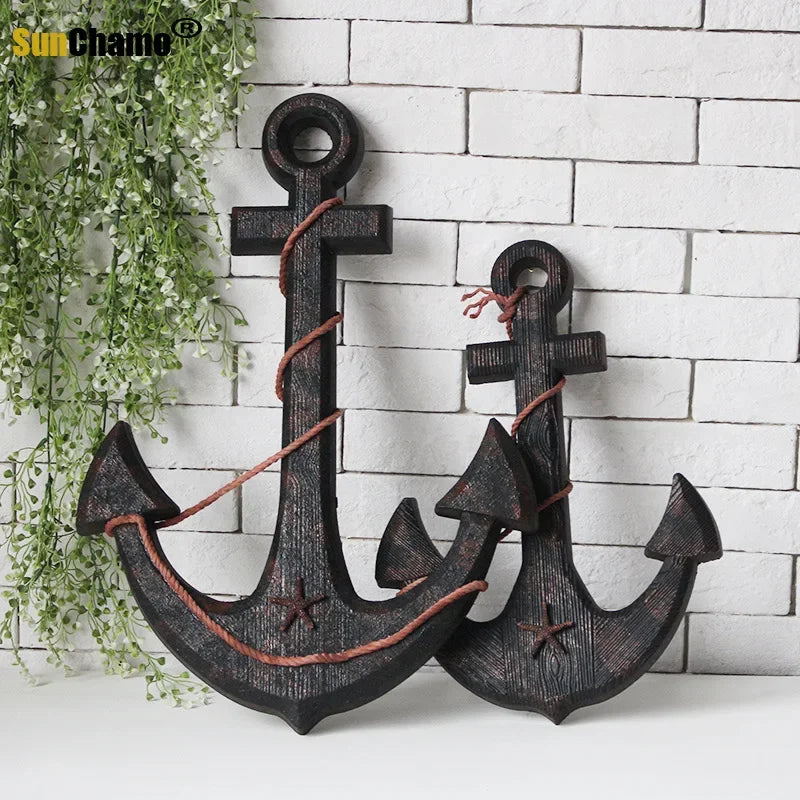 Wooden Mediterranean Style Retro Handmade Ornaments Accessories Bar Decoration Anchor Boat Background Wall Sunchamo