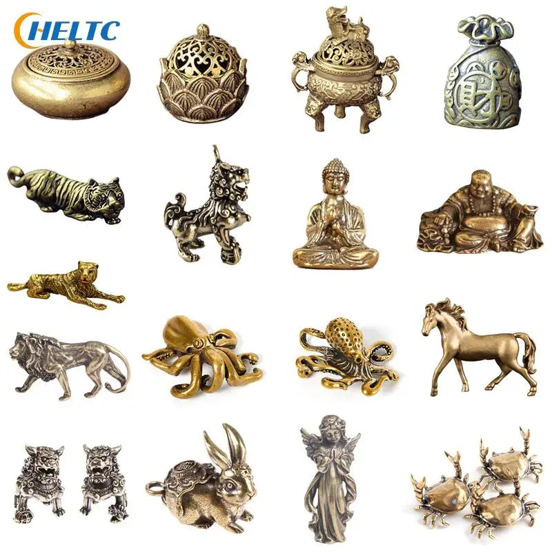 1PCS Retro Brass Chinese Ancient Beast Flying Pixiu Home Decor Ornaments Copper Animal Figurines Fengshui Statue Small Ornaments