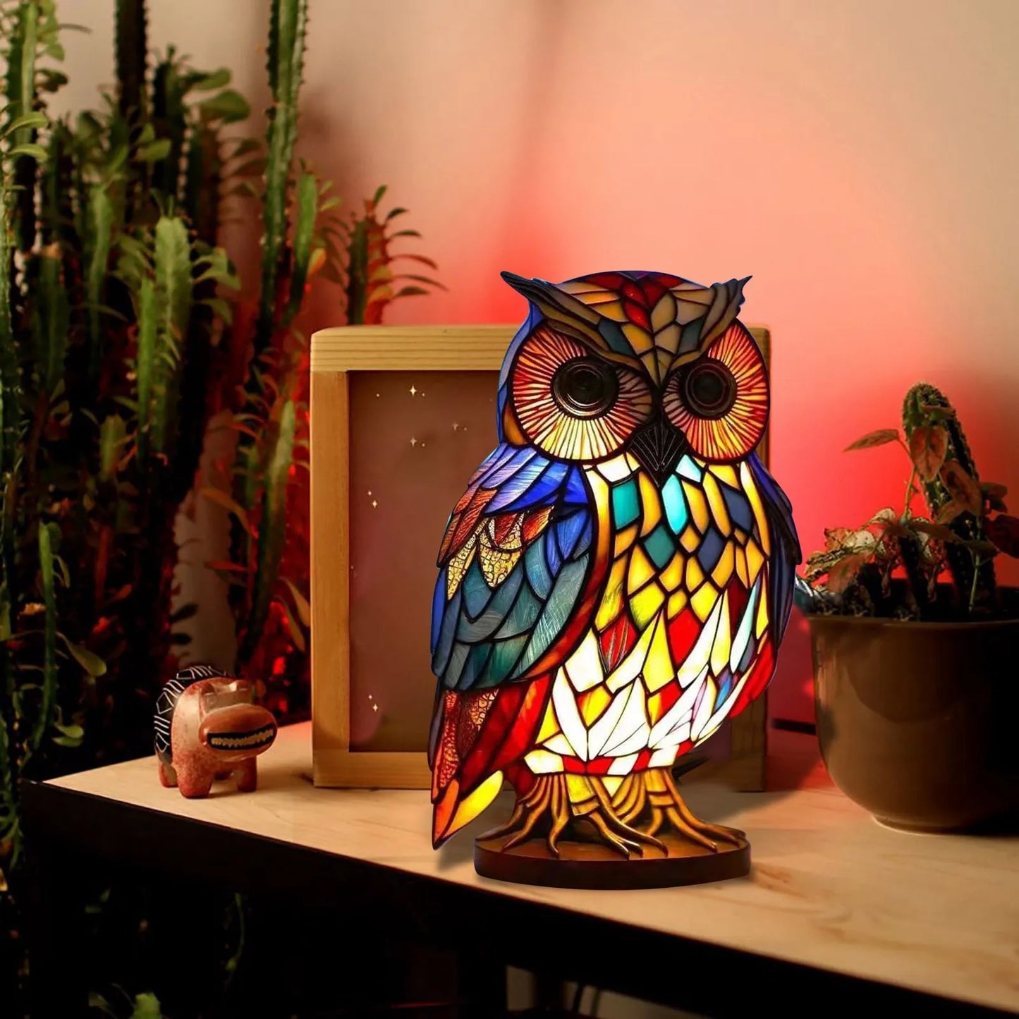 Retro Owl Sculptures & Figurines For Room Decoration Resin Animal Desktop Ornament Table Lamp Statue Home Decor New year Gift