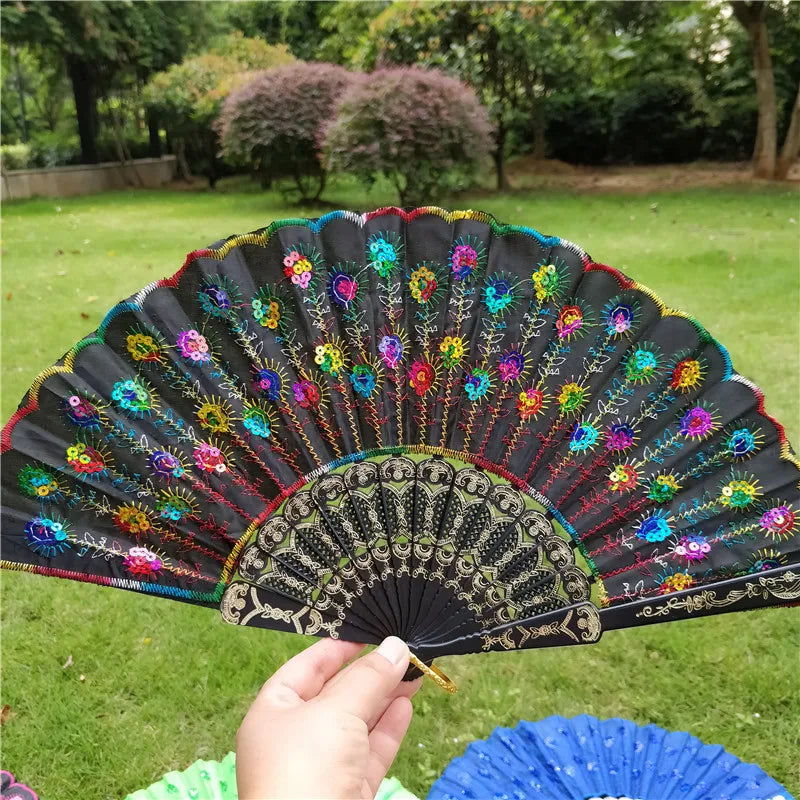 Retro Chinese Style Folding Fan Home Art Decoration Floral Dance Performances Hand Held Fan Custom Props Wedding Gift For Guest