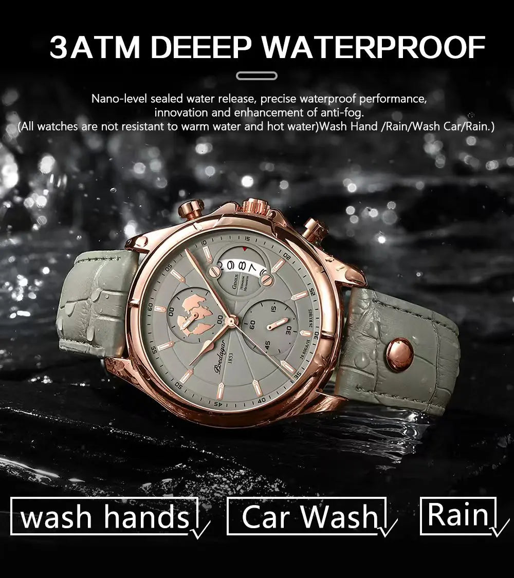POEDAGAR Luxury Brand Man Watch Chronograph Date Waterproof Leather Watches For Men Casual Male Clock Sports Quartz Men's Watch