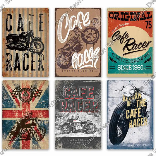 Putuo Decor Cafe Racer Vintage Tin Sign Plaque Metal Wall Art Stickers Garage Man Cave Pub Bar Retro Poster Iron Painting