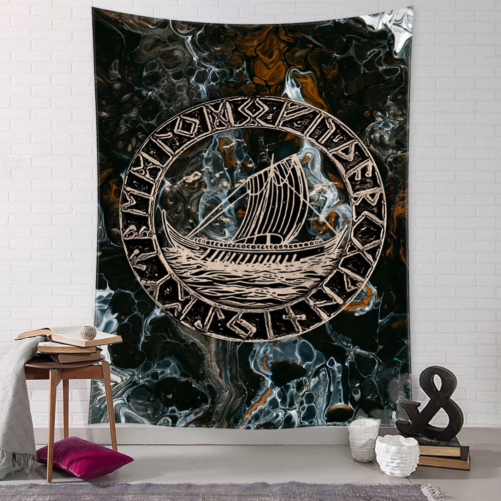 Viking Retro Mysterious Raven Tapestry Wall Hanging Boho Hippie Tarot Witchcraft Living Room Bedroom Home Decor