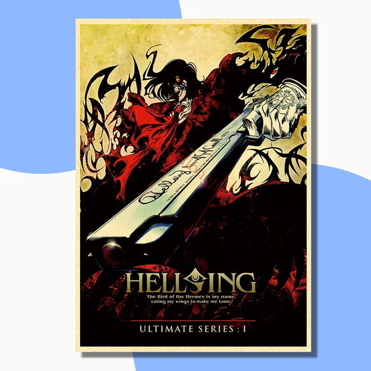 Anime Hellsing Poster Retro Kraft Paper Vintage Home Decor Painting Living Picture Gift Wall Stickers Cafe Decor Art Wall