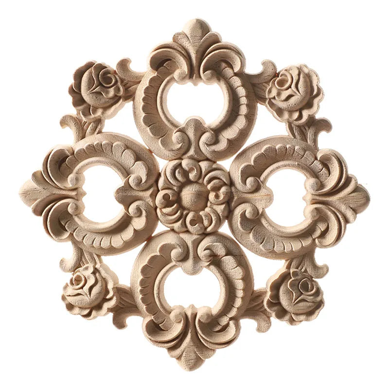 Wood Carved Onlay Appliques for Furniture Cabinet Unpainted Frame Wooden Mouldings Decal Home Decoration