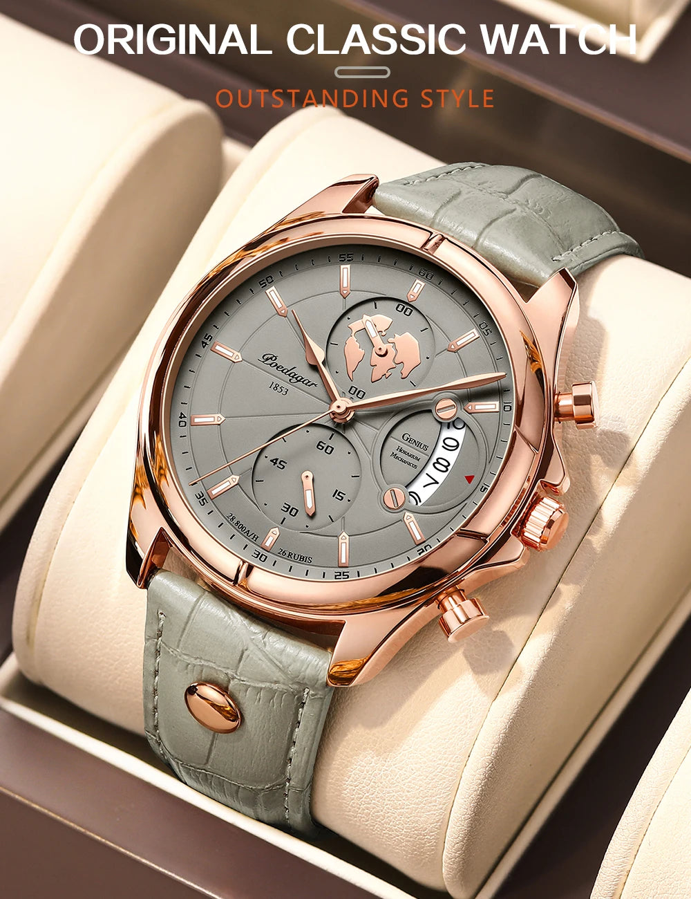 POEDAGAR Luxury Brand Man Watch Chronograph Date Waterproof Leather Watches For Men Casual Male Clock Sports Quartz Men's Watch