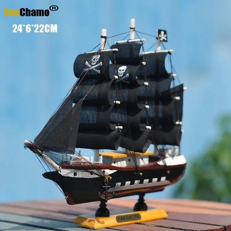 Home Decoration Mediterranean Style  Caribbean Pirate Black Pearl Ship Model Birthday Gift Desk Ornament A01 Living Room Decor