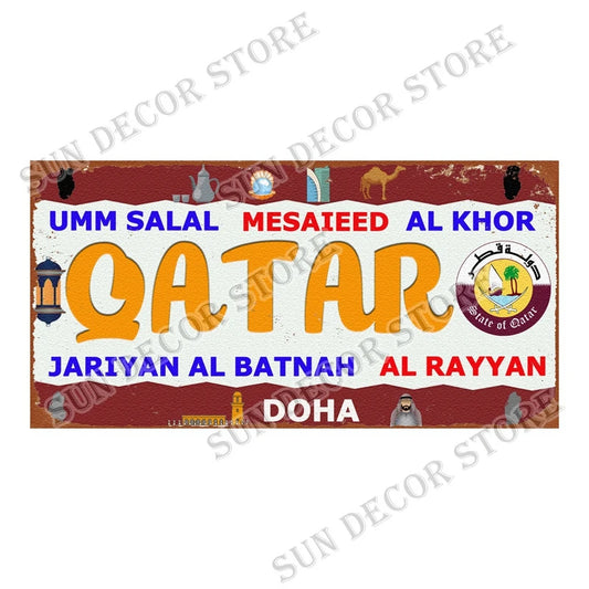 Qatar Tunisia Brazil Cuba Tin Plate Metal Sign For Club Bar Garage Wall Poster Retro Home Decor 15x30cm Customizable DC-1604