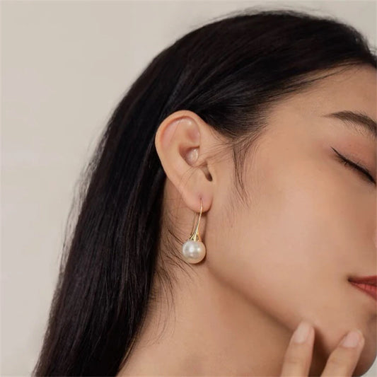 Vonmoos Pearl Earrings for Women Long Hanging Earrings Aesthetic Accessories Elegant Korean Style Vintage Jewelry 2023 Trend