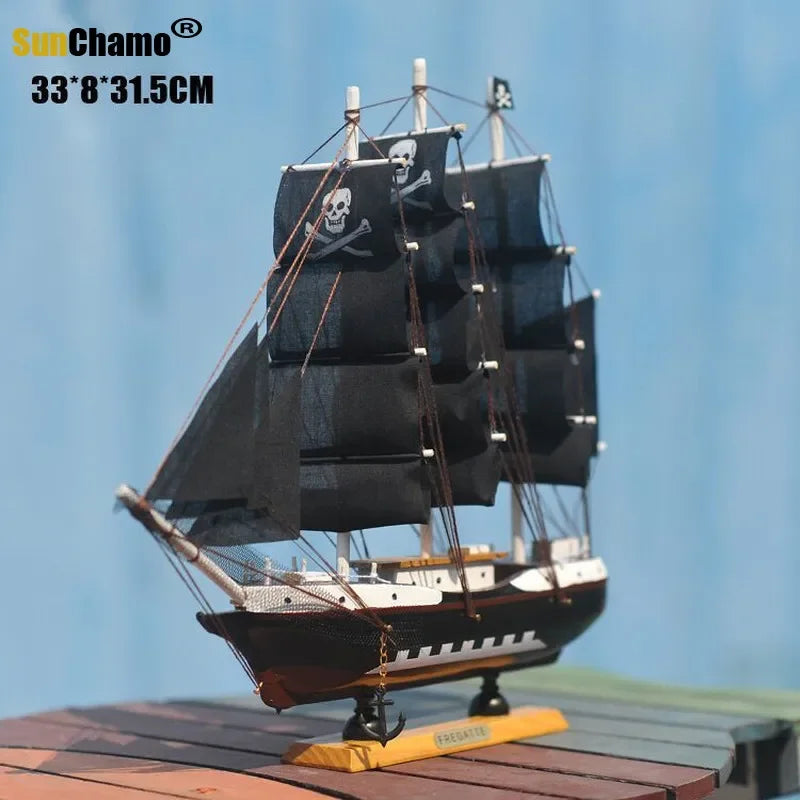 Home Decoration Mediterranean Style  Caribbean Pirate Black Pearl Ship Model Birthday Gift Desk Ornament A01 Living Room Decor