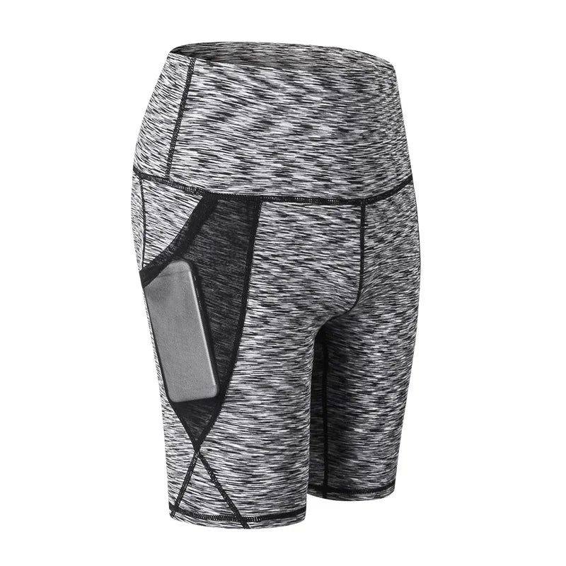 2023 Summer Gym Shorts Women High Waist Compression Quick Dry Yoga Shorts femme Fitness Running Push Up Shorts Pockets Design