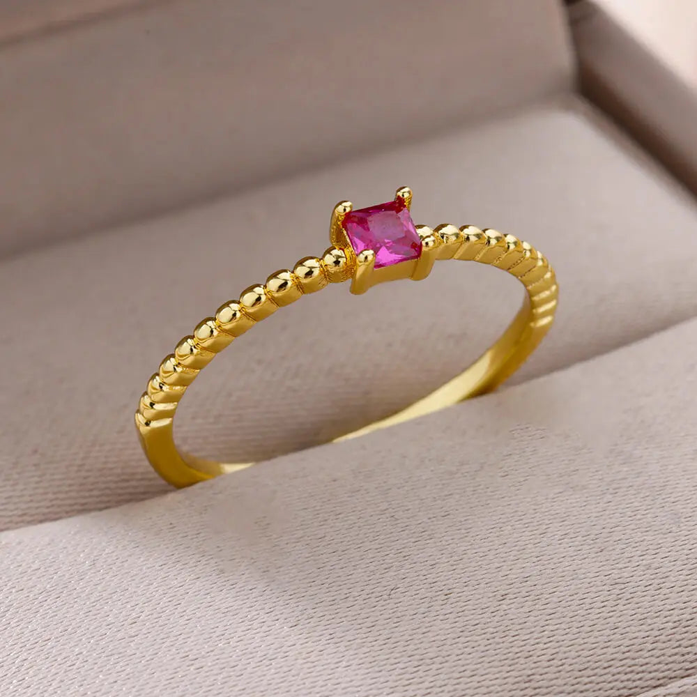 Stainless Steel Rings for Women Gold Color Couple Jewelry Aesthetic Accessorie Adjustable Punk Embossed Hollow Wide Ring
