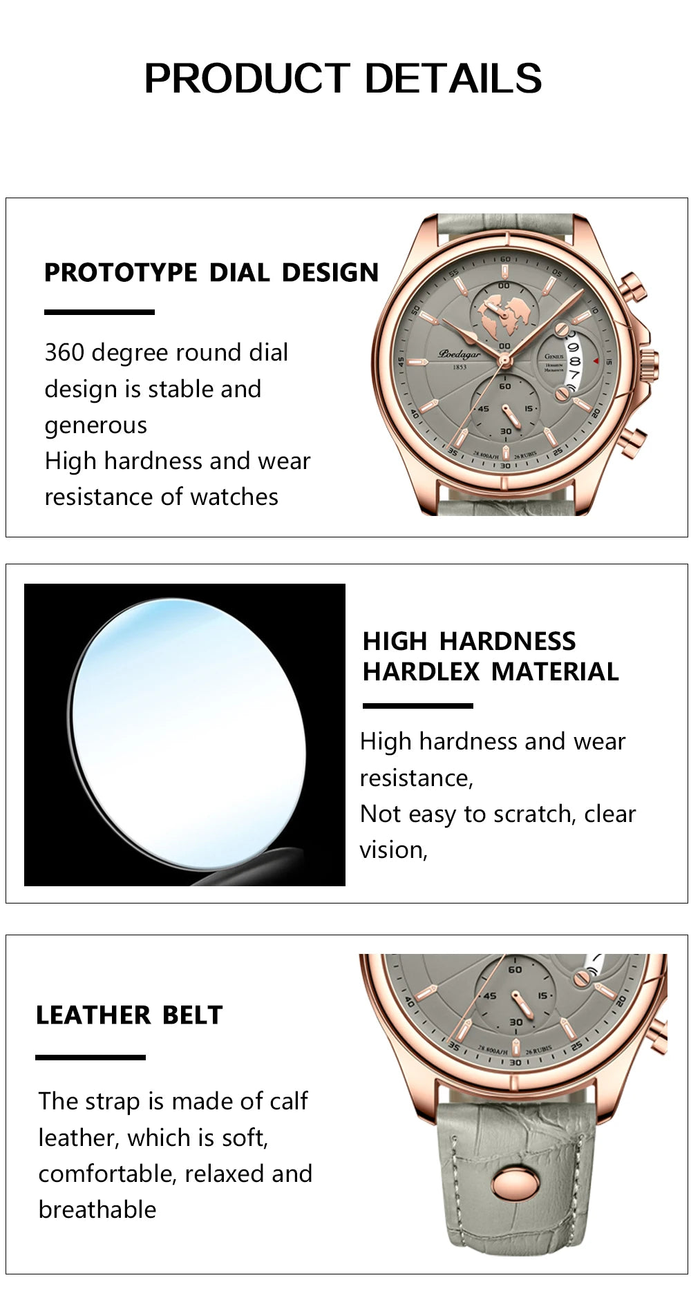 POEDAGAR Luxury Brand Man Watch Chronograph Date Waterproof Leather Watches For Men Casual Male Clock Sports Quartz Men's Watch
