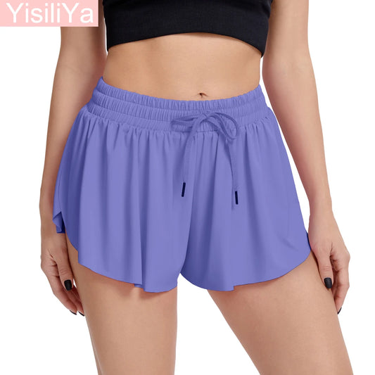 Flowy Skirts for Women's Summer Yoga Shorts Gym Run Pocket Design Tennis Skorts Beach Dress Butterfly Group Athleisure 2022