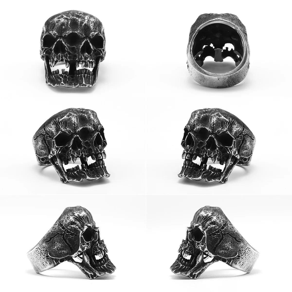 Schizophrenia Skull Men Rings Stainless Steel Women Jewelry Punk Rock Vintage Black Gothic Fashion Accessories Gifts Wholesale