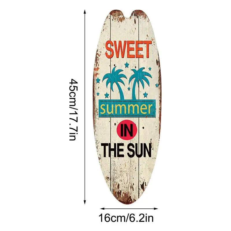 Wooden Surfboard Sign Surfer Room Decor Hawaiian Style Retro Beach Surfing Board Decor With Hook Beach Party Decoration